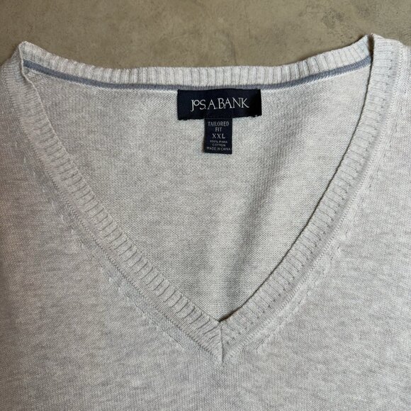Jos. A. Bank Men’s Sweater XXL Beige V-Neck Pima Cotton Pullover Tailored Fit - Picture 3 of 4